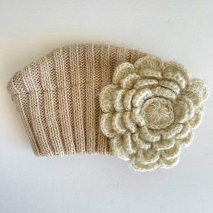 Buckle Floral Knit Handband Cream OS